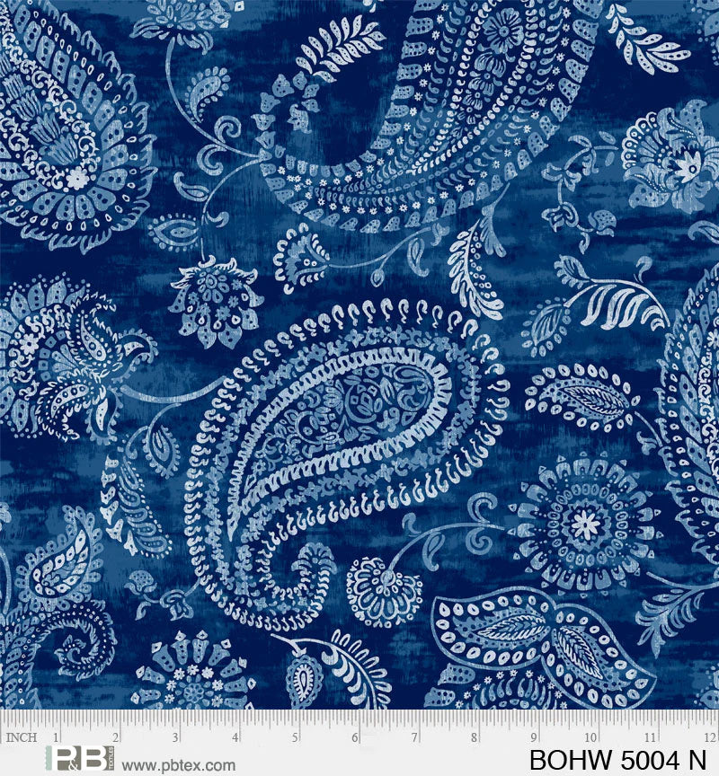 108" Bohemia Quilt Backing Fabric - Navy Blue - BOHW 5004 N