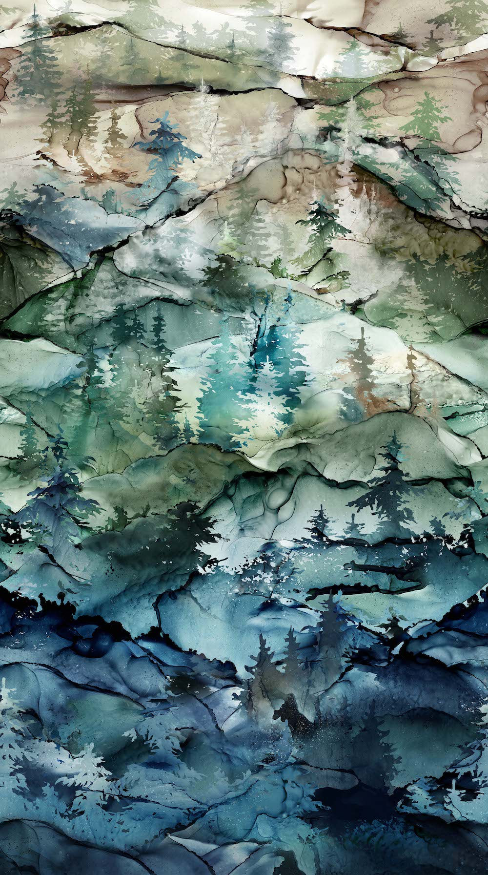 108" Northern Peaks Quilt Backing Fabric - Forest Ombre in Blue/Multi - B25166-46