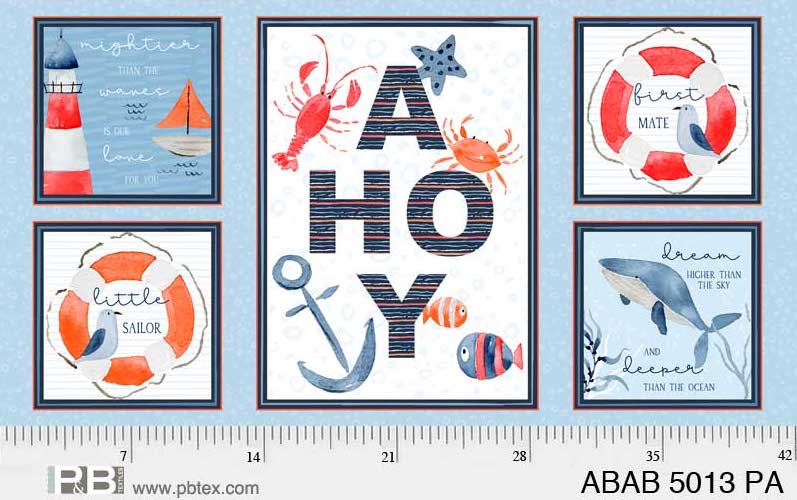 Ahoy Baby Quilt Fabric - Panel in Multi - ABAB 5013 PA - SOLD AS A 24" PANEL