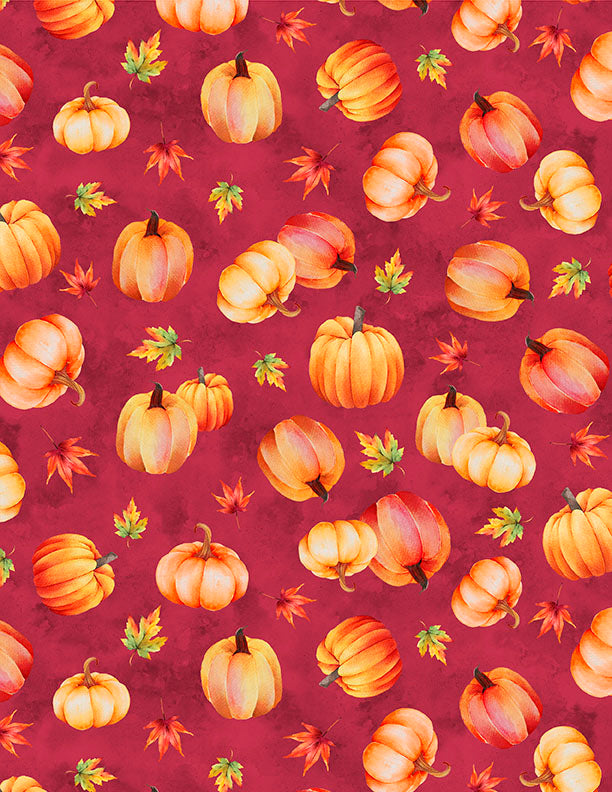 Autumn Light Quilt Fabric - Pumpkin Toss in Plum Red - 3022 32106 378