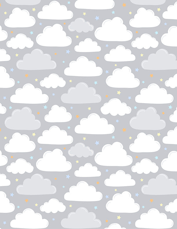 Baby's Adventure Quilt Fabric - Clouds in Gray - 1876 69311 915