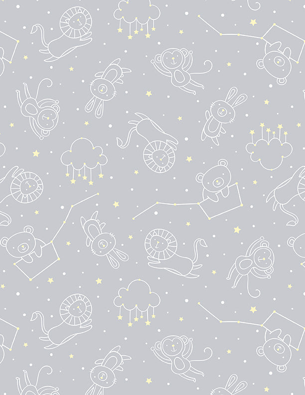 Baby's Adventure Quilt Fabric - Constellations in Gray - 1876 69310 915