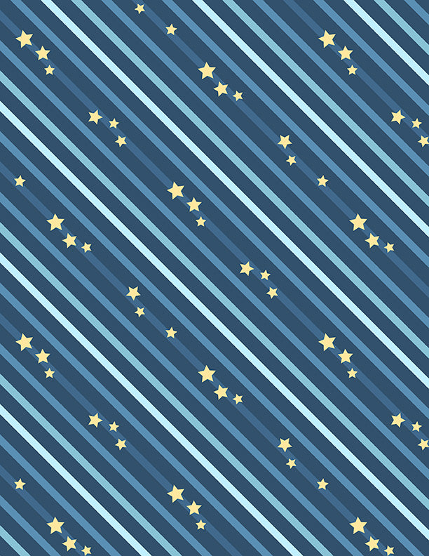 Baby's Adventure Quilt Fabric - Diagonal Stripe in Navy Blue - 1876 69313 454