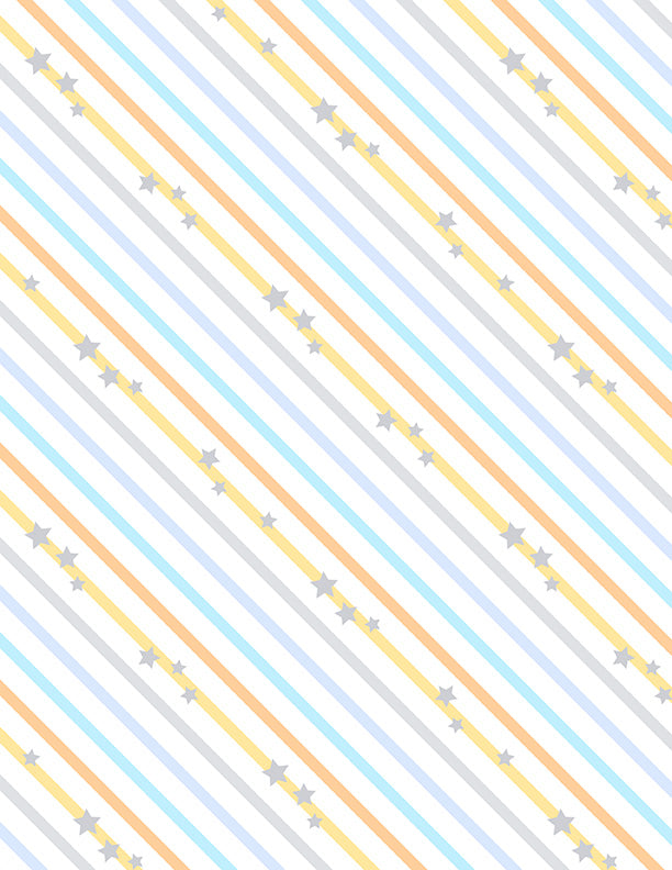 Baby's Adventure Quilt Fabric - Diagonal Stripe in White - 1876 69313 198