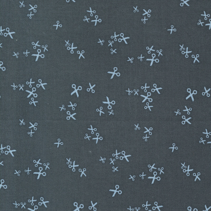 Bluish Quilt Fabric - Scissors in Charcoal Gray - 1824 18