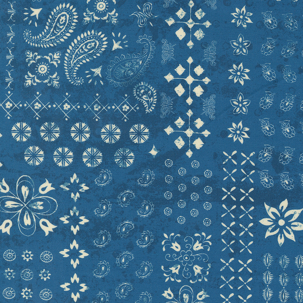 Moda CADENCE 11910 20 Blue Indigo Floral CRYSTAL MANNING Quilt Fabric