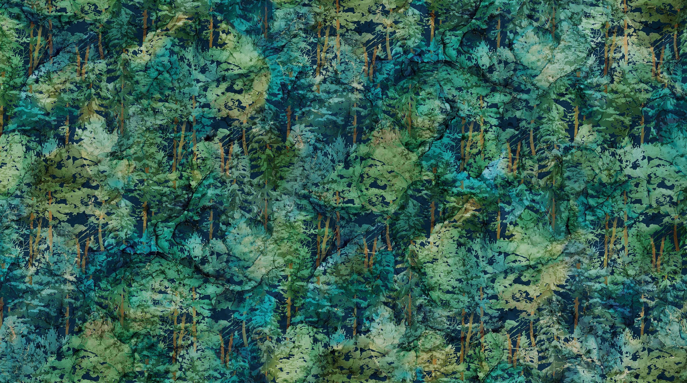 Cedarcrest Falls Quilt Fabric - Dark Trees in Dark Teal/Multi - DP26908-68