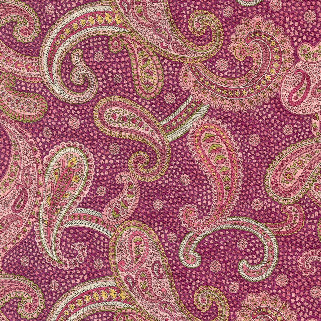 Chelsea Garden Quilt Fabric - Bohemian Flare Paisley in Mulberry - 33743 17