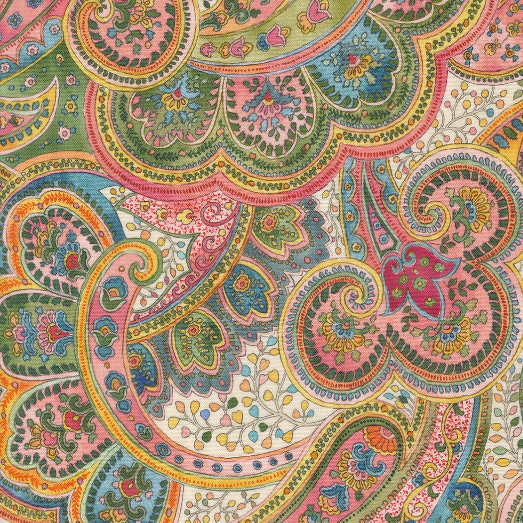 Chelsea Garden Quilt Fabric - Posh Paisley in Porcelain Multi - 33741 11