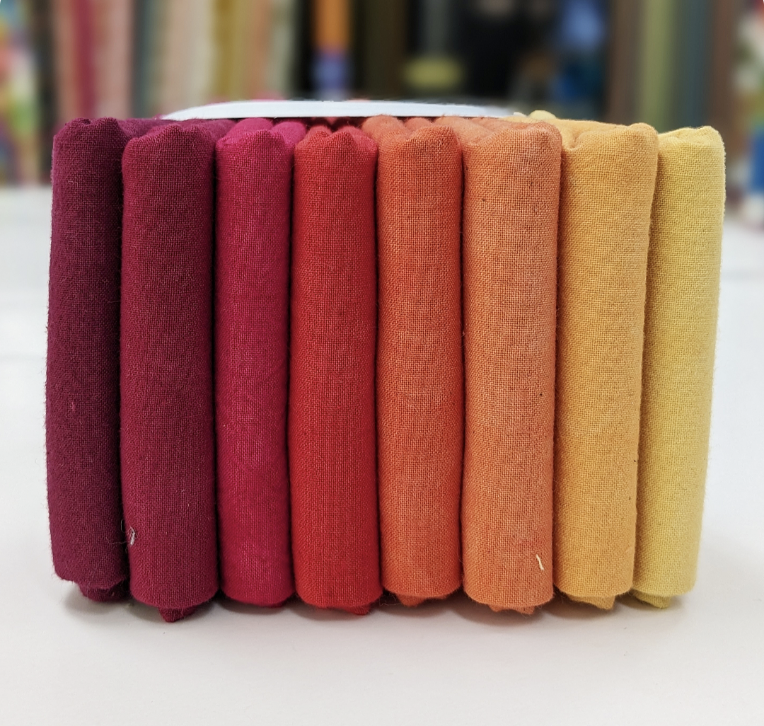 Cherrywood Hand Dyed Fabrics - Dutch Tulip 8 Step Fat Quarter Bundle (Burgundy to Gold) - 8 pieces
