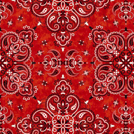Cowboy Up Quilt Fabric - Bandana in Red - 1649 29849 R