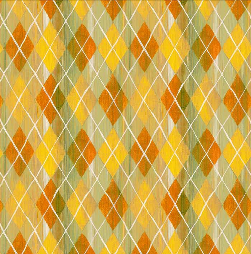 Dandelions and Daisies Quilt Fabric - Argyle in Sunflower Yellow/Multi - 40051-54