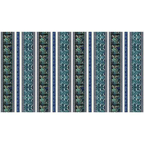 Endless Blues Quilt Fabric - Sea Turtle Decorative Stripe in Teal - 2600 30042 Q