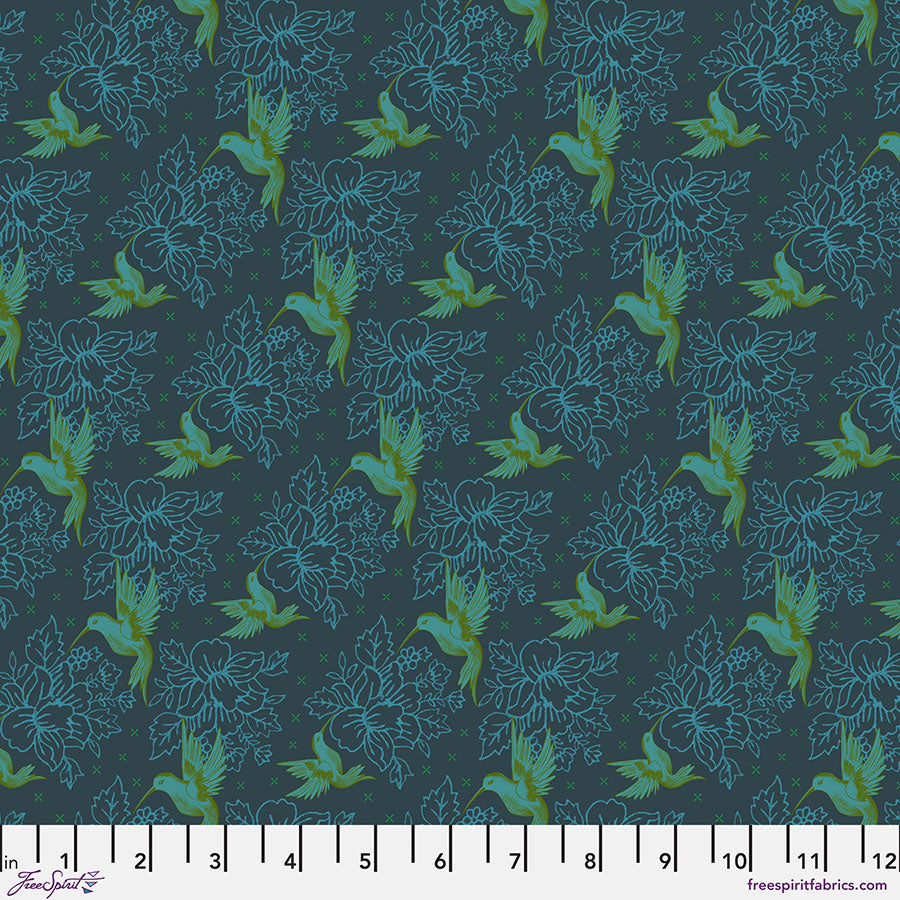 Field Study Quilt Fabric - Enchanted (Hummingbirds) in Bliss (Blue) - PWSK058.BLISS