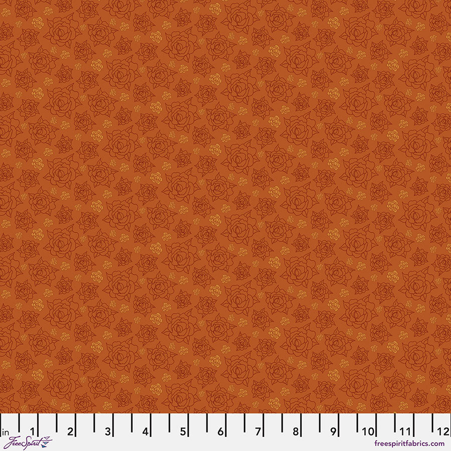Field Study Quilt Fabric - Rose in Calm (Orange) - PWSK070.CALM