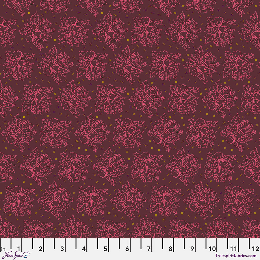 Field Study Quilt Fabric - Thicket in Calm (Burgundy) - PWSK071.CALM