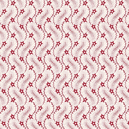 Friday Harbor Quilt Fabric - Wavy Stars in Cream/Red - 3184-48
