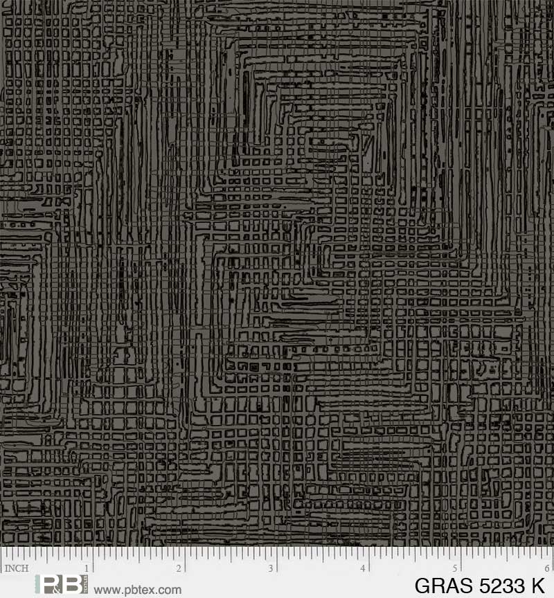 Grass Roots Quilt Fabric - Grasscloth in Black - GRAS 05233 K