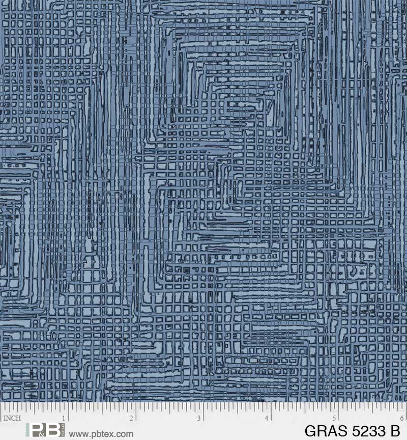 Grass Roots Quilt Fabric - Grasscloth in Blue - GRAS 05233 B