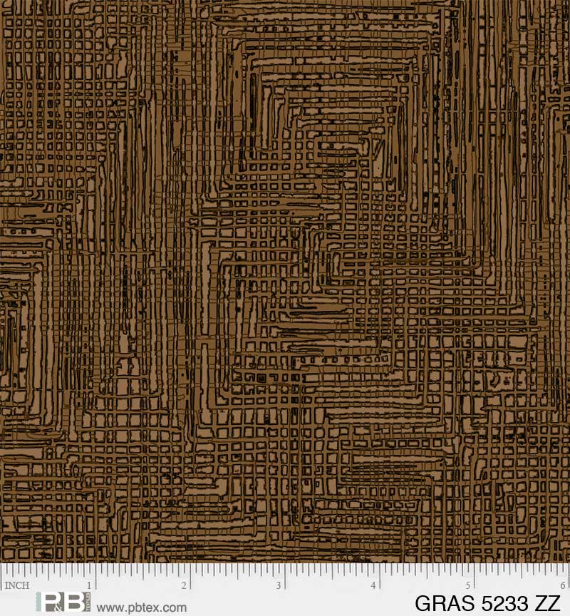 Grass Roots Quilt Fabric - Grasscloth in Brown - GRAS 05233 ZZ