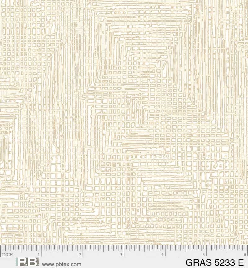 Grass Roots Quilt Fabric - Grasscloth in Cream/Ecru - GRAS 05233 E