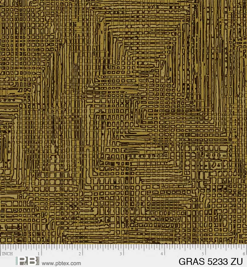 Grass Roots Quilt Fabric - Grasscloth in Dark Gold - GRAS 05233 ZU