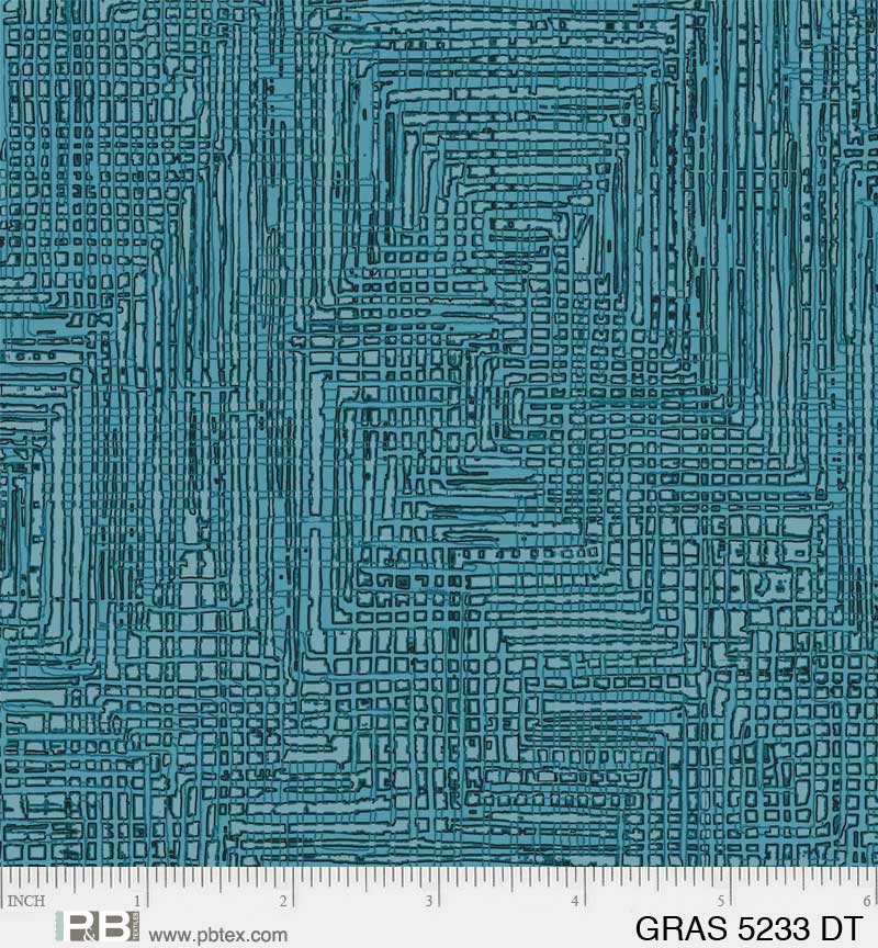 Grass Roots Quilt Fabric - Grasscloth in Dark Turquoise - GRAS 05233 DT