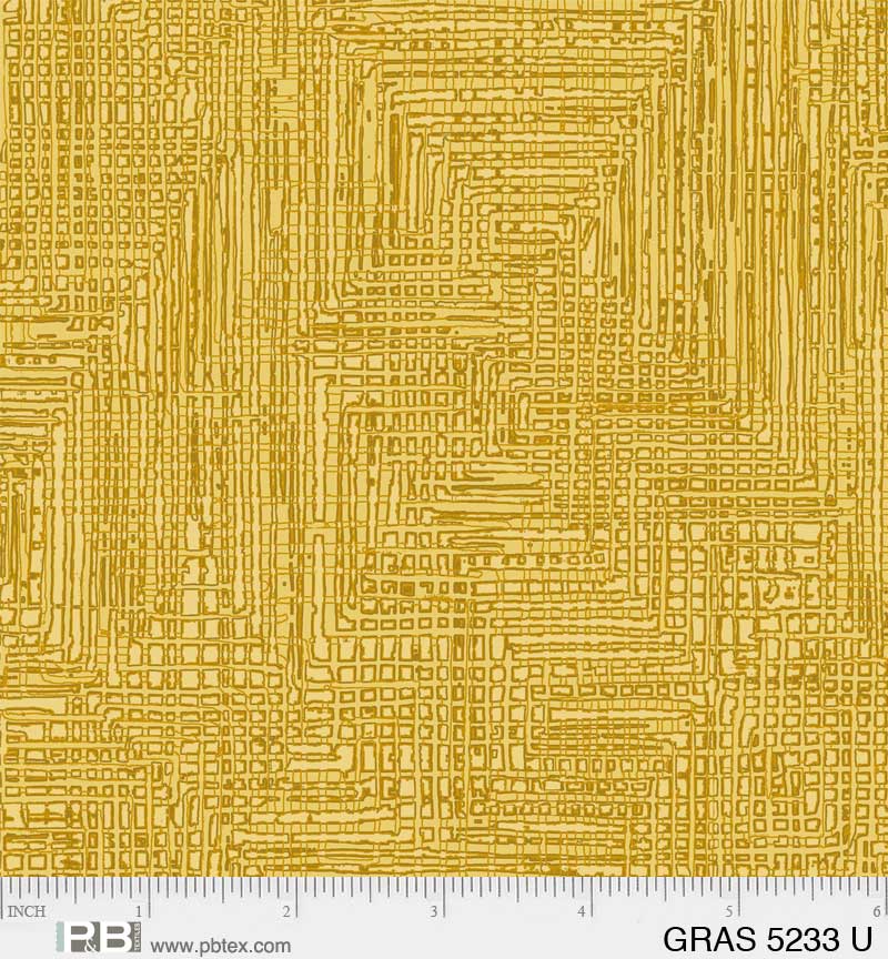 Grass Roots Quilt Fabric - Grasscloth in Gold - GRAS 05233 U