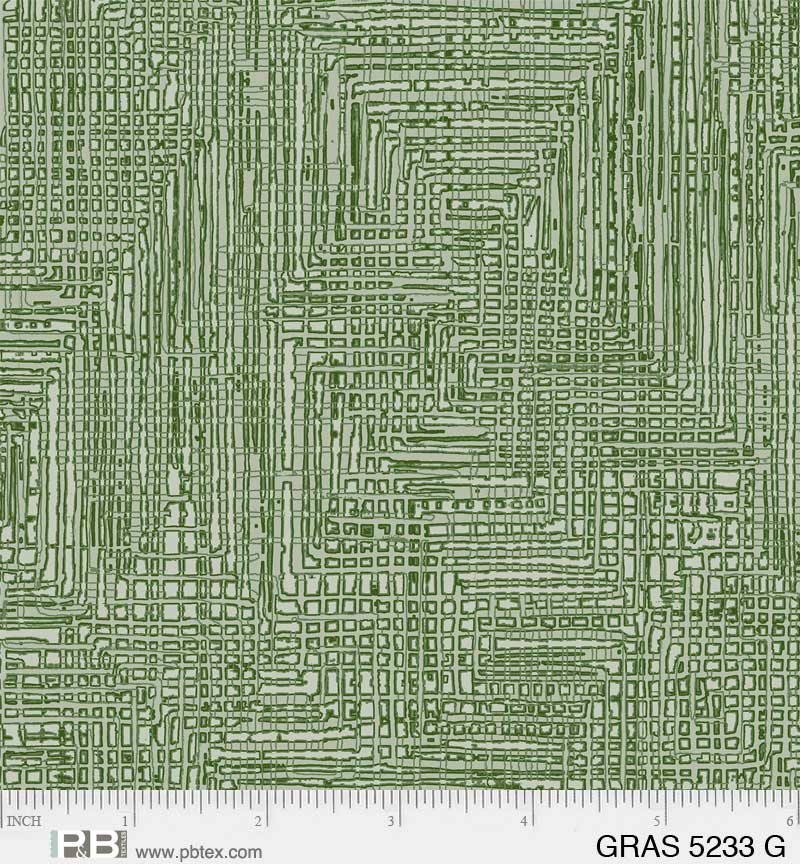 Grass Roots Quilt Fabric - Grasscloth in Green - GRAS 05233 G