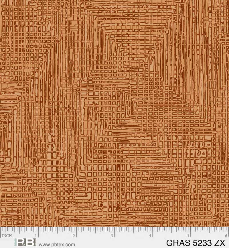 Grass Roots Quilt Fabric - Grasscloth in Light Rust - GRAS 05233