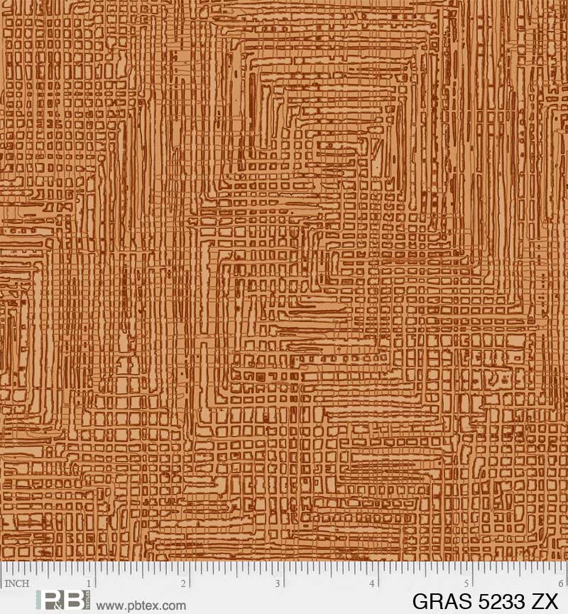 Grass Roots Quilt Fabric - Grasscloth in Light Rust - GRAS 05233 ZX