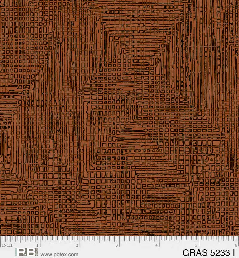 Grass Roots Quilt Fabric - Grasscloth in Rust - GRAS 05233 I