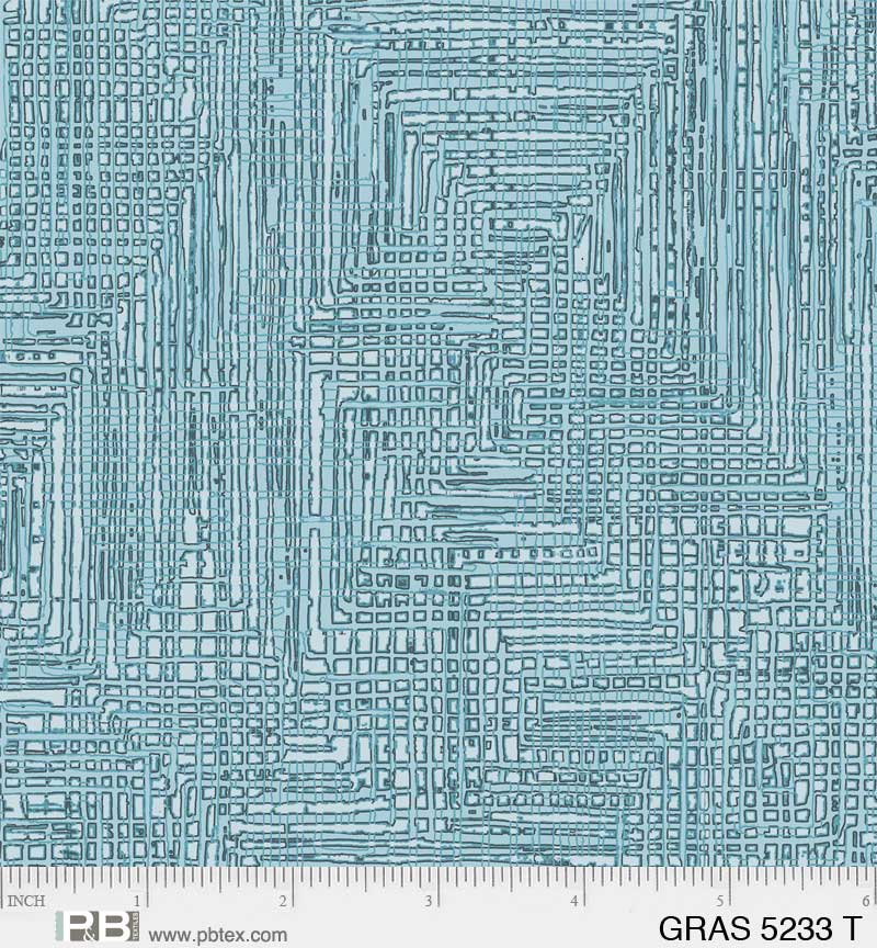 Grass Roots Quilt Fabric - Grasscloth in Turquoise - GRAS 05233 T
