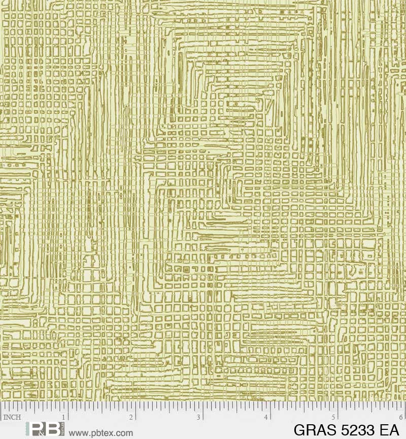 Grass Roots Quilt Fabric - Grasscloth in Yellow Green - GRAS 05233 EA