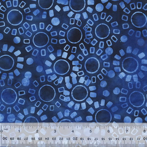 Midnight Moon Batik Quilt Fabric - Sunshine in Night Blue - 3412Q-X
