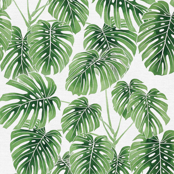 monstera quilt Modern Botanicals Quilt Fabric - Monstera in White/Green