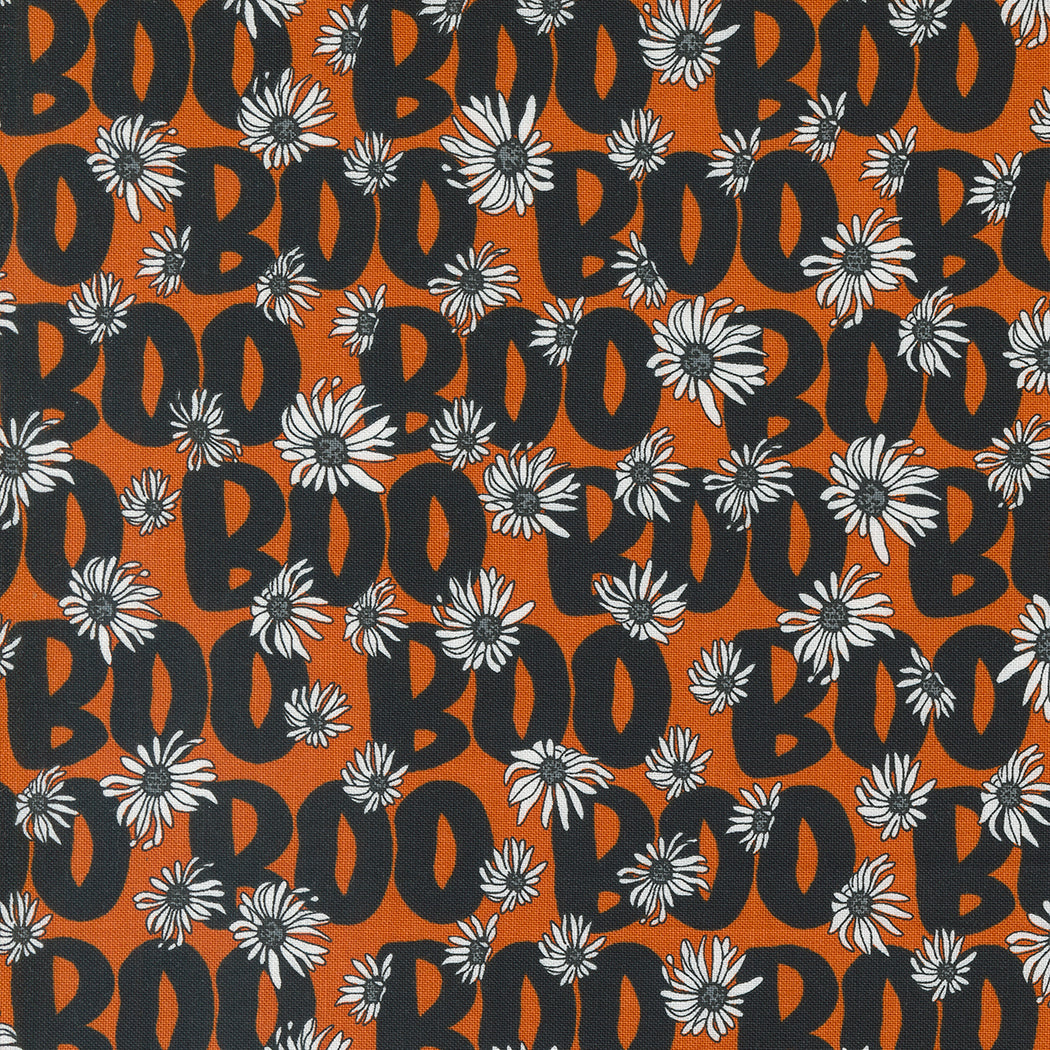 Noir Quilt Fabric - Boo in Pumpkin Orange - 11544 14