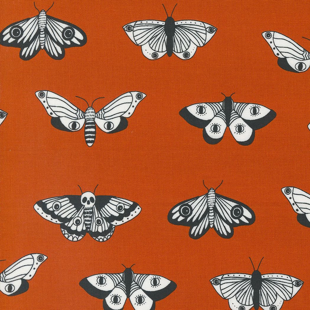 Noir Quilt Fabric - Mystic Moth in Pumpkin Orange - 11543 14
