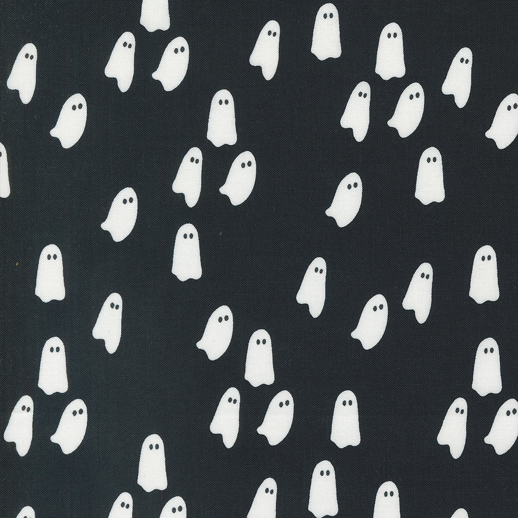Noir Quilt Fabric - Wandering Ghost in Midnight Black/Ghost White - 11545 13