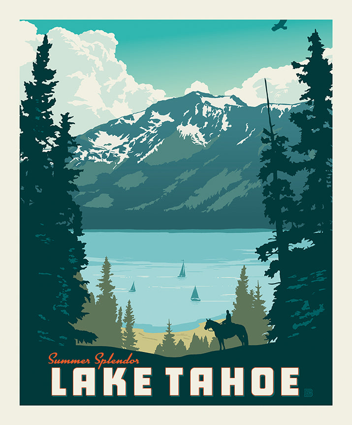 P101 - Destinations Quilt Fabric - Lake Tahoe Poster Panel - P10022-TAHOE - SOLD AS A 36" PANEL