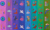 P334 - Postmark Quilt Fabric by Alison Glass - Ephemera Panel in Cool (Purple/Blue/Green) - A-1124-BG - SOLD AS A 24" PANEL