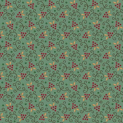 Quiet Grace Quilt Fabric - Strawberries in Turquoise - 921-11