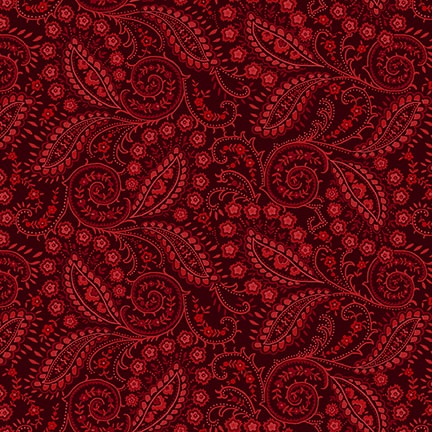 Quiet Grace Quilt Fabric - Swirled Paisley in Cranberry Red - 934-88