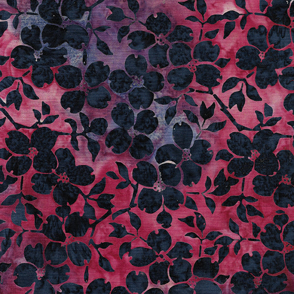 Red White and Blooms Batik Quilt Fabric - Dogwood in Multi Red White and Blue - 112314819