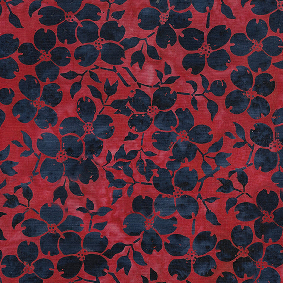 Red White and Blooms Batik Quilt Fabric - Dogwood in Red Paprika - 112314350