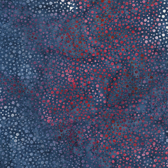 Red White and Blooms Batik Quilt Fabric - Dot in Marine Blue - 112336575