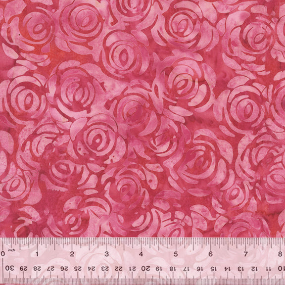 18 x 22 Hi Fashion Batik Red Rose Garden Cotton Fabric Squares 42pc