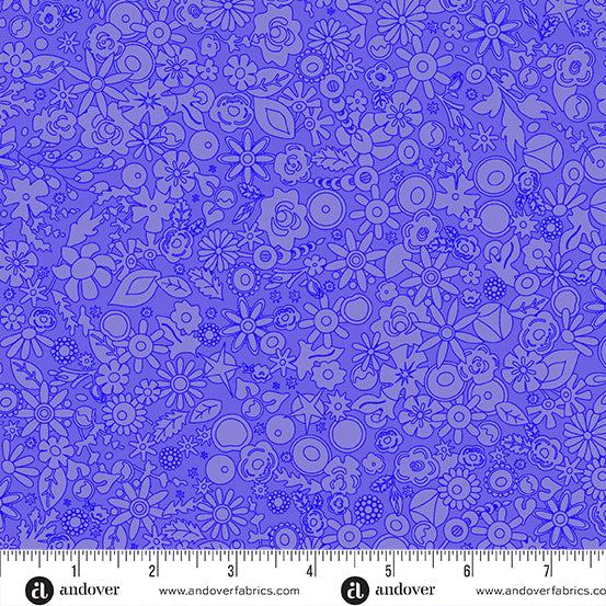 Sun Print 2024 Quilt Fabric by Alison Glass - Woodland Floral in Iris Blue/Purple - A-790-P1