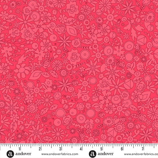 Sun Print 2024 Quilt Fabric by Alison Glass - Woodland Floral in Strawberry Pink - A-790-R
