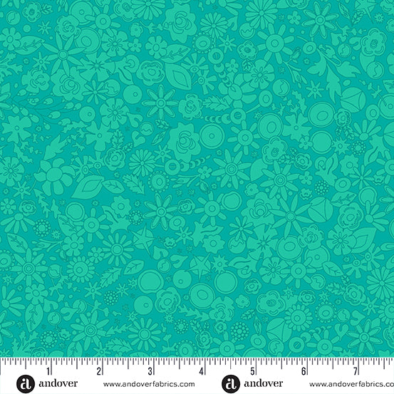 Sun Print 2024 Quilt Fabric by Alison Glass - Woodland Floral in Teal - A-790-T